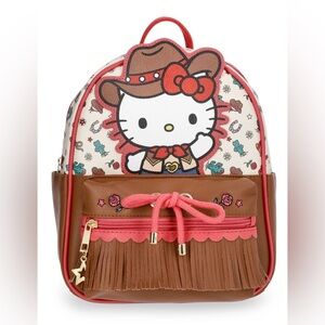 Hello Kitty Women's Cowgirl Faux Leather Mini Backpack, 10.5", Brown